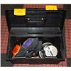 Image 1 : BLACK TOOL BOX WITH KNEE PADS + ELECTRICAL METER