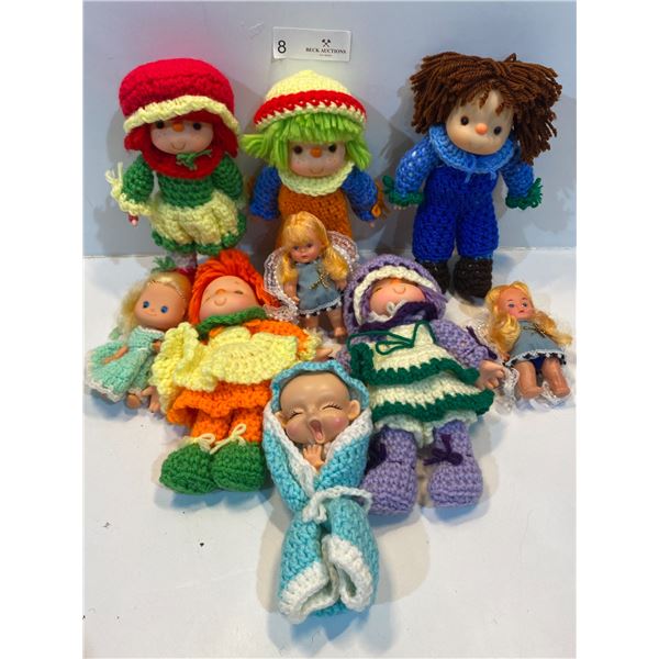 Assortment Of Dolls With Knitted Outfits