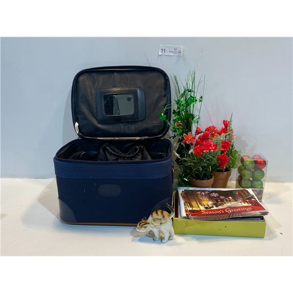 Travel Case With Christmas Themed Home Decor