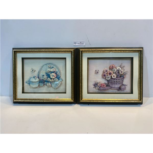 Claudessa Carter, 2 Matching Floral 3D Art Shadowboxes