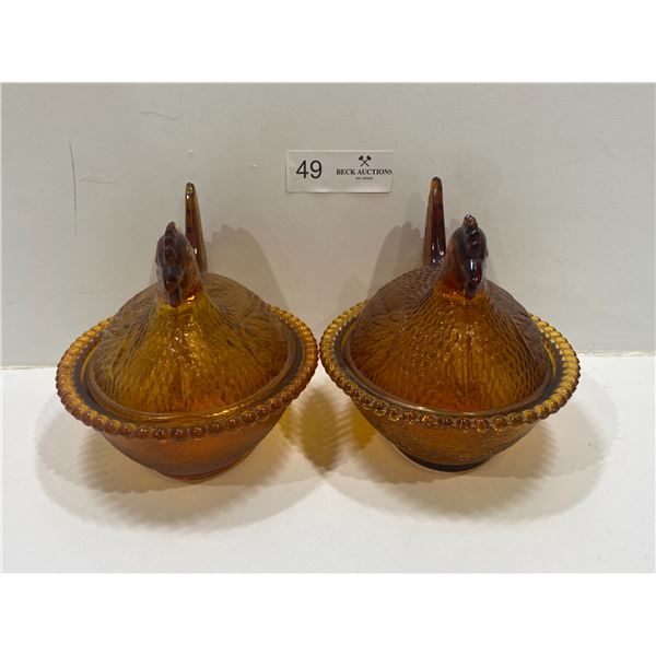 Decorative Glass Rooster Candy Bowls
