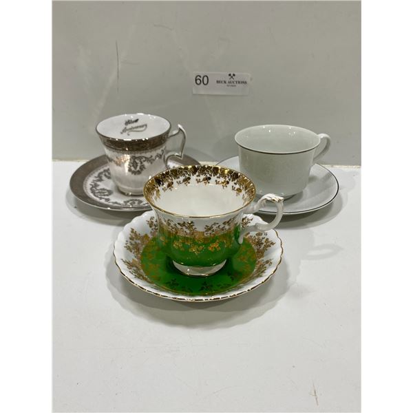 Set Of Three Tea Cups And Saucers