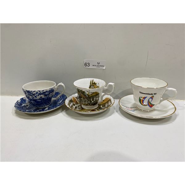 Set Of Three Tea Cups And Saucers