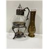 Image 1 : Antique Kettle With Stand And Metal Vase
