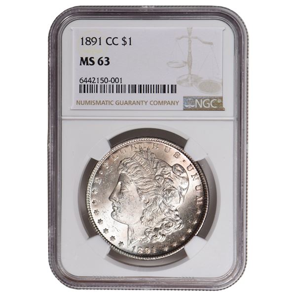 1891-CC $1 Morgan Silver Dollar NGC MS63