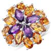 Image 2 : Plated Rhodium 7.96ctw Amethyst and Citrine Ring