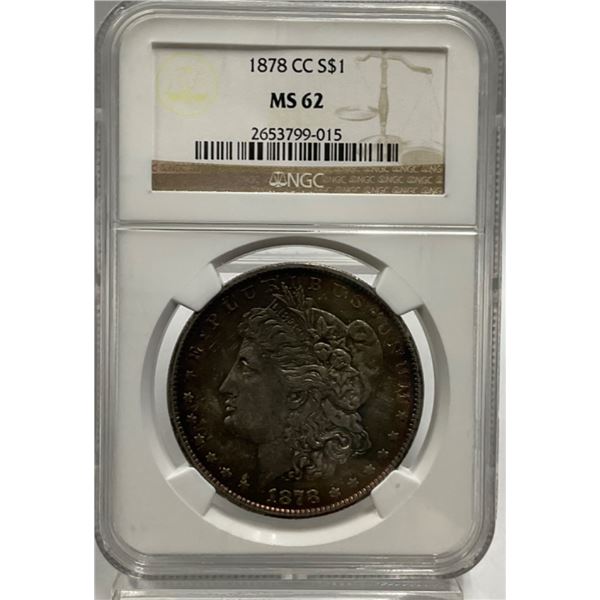 1878-CC $1 Morgan Silver Dollar NGC MS62