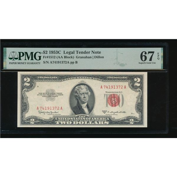 1953C $2 Legal Tender Note PMG 67EPQ