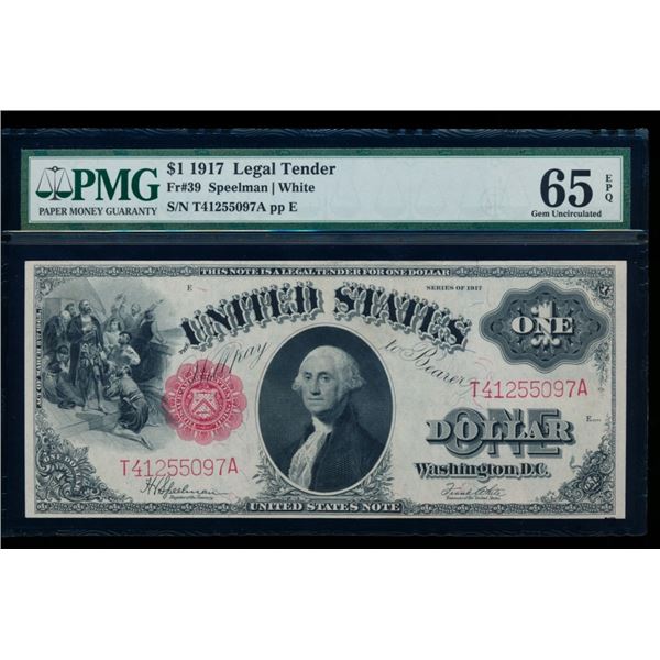 1917 $1 Legal Tender Note PMG 65EPQ