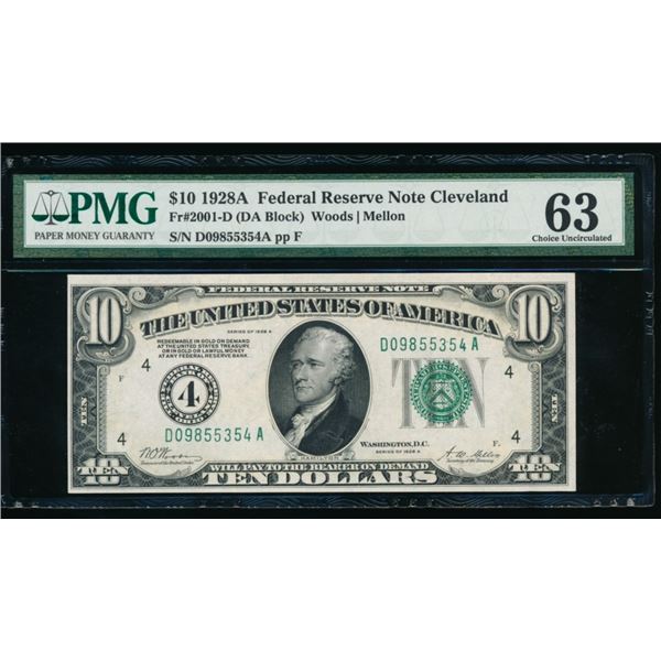 1928A $10 Cleveland FRN PMG 63