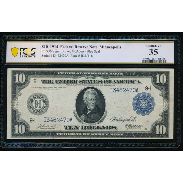 1914 $10 Minneapolis FRN PCGS 35