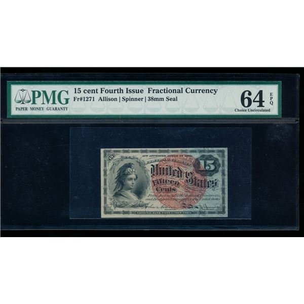 15 Cent Fourth Issue Fractional PMG 64EPQ