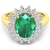 Image 1 : 14KT Yellow Gold 3.14ct Zambian Emerald and Diamond Ring