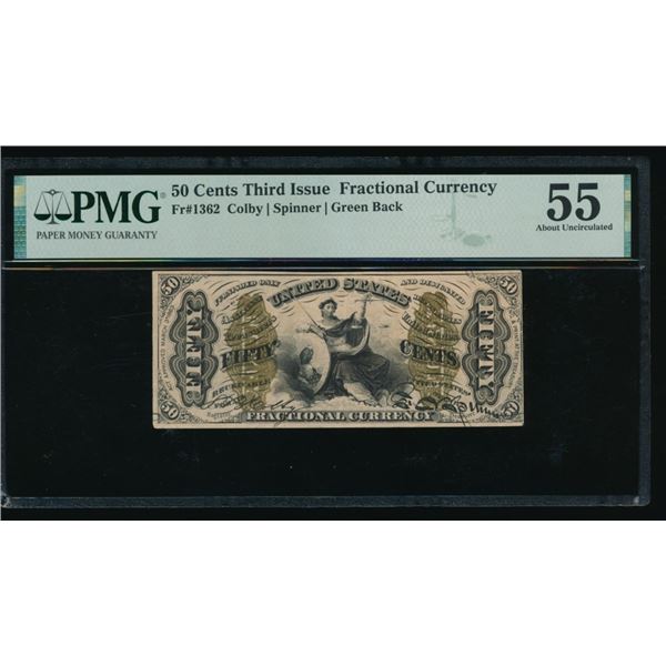 50 Cent Third Issue Fractional PMG 55