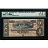 Image 1 : 1864 $10 T-68 Confederate PMG 64EPQ