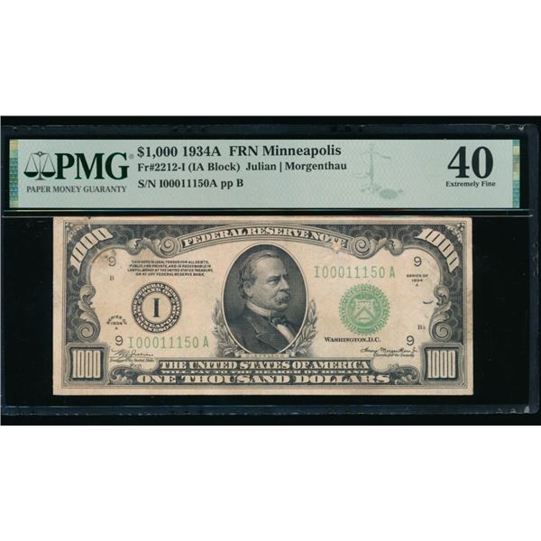 1934A $1000 Minneapolis FRN PMG 40