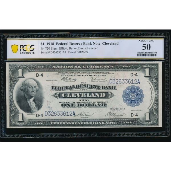 1918 $1 Cleveland FRBN PCGS 50