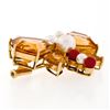 Image 3 : Vintage 18K Gold Marquise & Custom Cut Citrine Pearl Coral Butterfly Brooch Pin