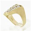 Image 9 : Vintage Unisex 18k Gold VVS E 1.36 ctw Ideal Cut Diamond Dual Row Brushed Ring