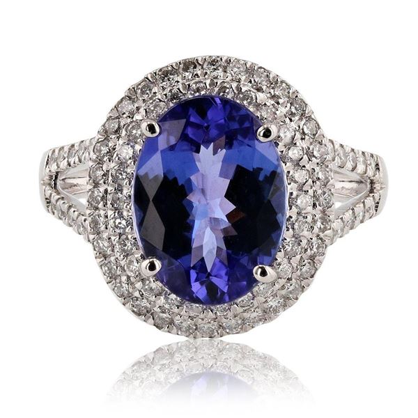 3.22 ctw Tanzanite and 0.66 ctw Diamond Platinum Ring