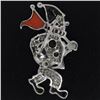 Image 4 : Vintage 18k White Gold Diamond Black Onyx and Coral Clown Brooch Pin