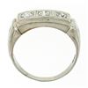 Image 8 : Men's Antique Art Deco 14K White Gold 0.75 ctw European Diamond 3 Stone Band Rin