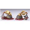 Image 3 : Pair Antique Indian Gold Topped Silver Ruby & Diamond Chandelier Earrings