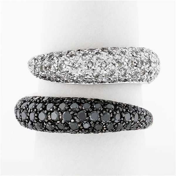 Estate 18k Gold 1.80 ctw Fancy Black & F VS2 Diamond Bypass Snake Wrap Band Ring