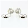 Image 8 : NEW 14k White Gold 3.03 ctw Martini Prong Set GIA Round Diamond Stud Earrings