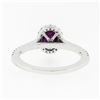 Image 7 : NEW Petite 14k White Gold 1.40 ctw Oval Red Ruby & Diamond Halo Engagement Ring