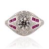 Image 1 : 0.96 ctw CENTER Diamond and 0.43 ctw Ruby Platinum Ring (1.21 ctw Diamonds)