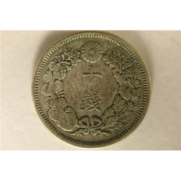 1908 JAPAN SILVER 10 SEN .0521 OZ. ASW