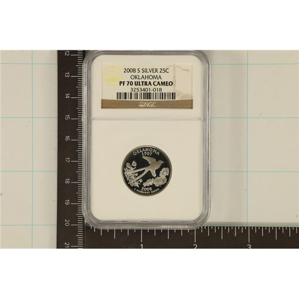 2008-S SILVER OKLAHOMA QUARTER NGC PF70