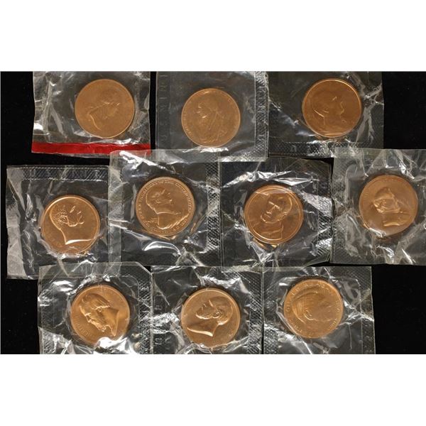 9-PRESIDENTIAL 1 1/4" METAL COPPER ROUNDS ALL NEW