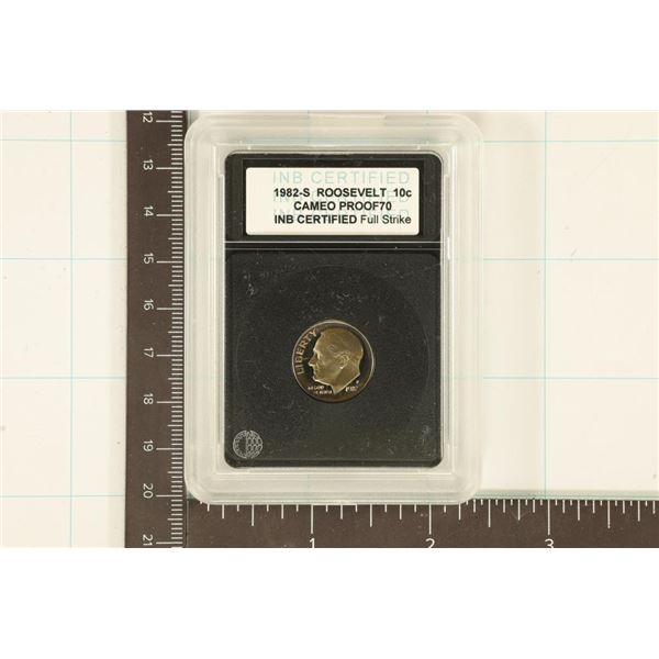SLABBED 1982-S ROOSEVELT DIME CAMEO PF70