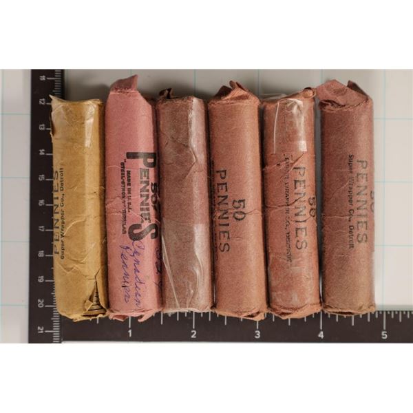 6 ROLLS OF CANADA 1 CENT COINS: 4-SOLID DATE 1967