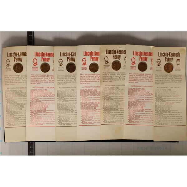 7-LINCOLN KENNEDY ASTONISHING COINCIDENCE PENNYS
