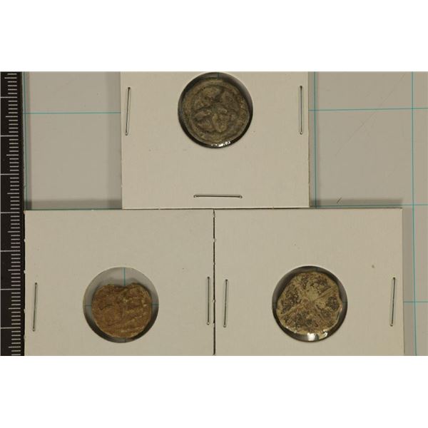 3 ANCIENT TO MEDIEVAL CLAY & LEAD MOLDED COIN SIZE