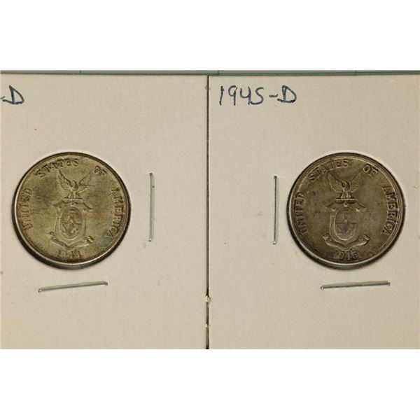 1944-D & 1945-D US/PHILIPPINES SILVER 20 CENTAVOS