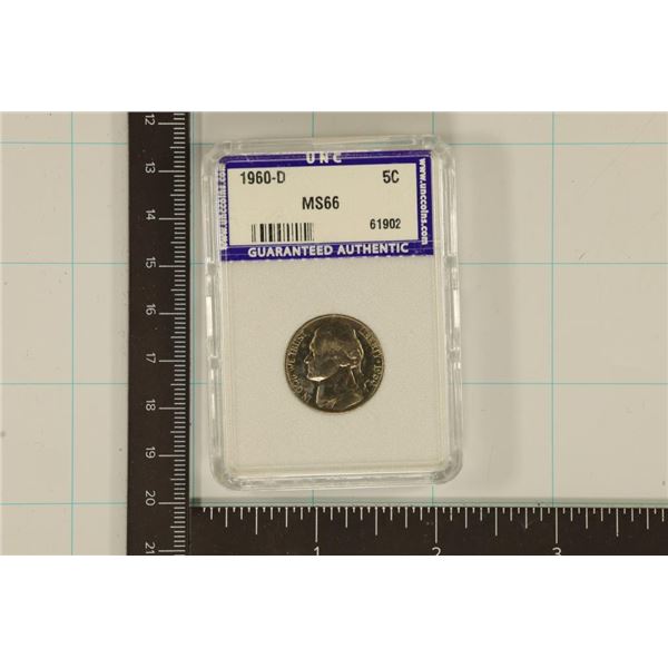 SLABBED 1960-D JEFFERSON NICKEL MS66