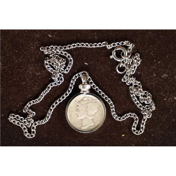 1936-D SILVER MERCURY DIME NECKLACE & PENDANT