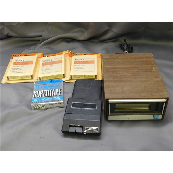 8 Track Player with some NEW BLANK Tapes and Cassette to 8-Track Adaptor