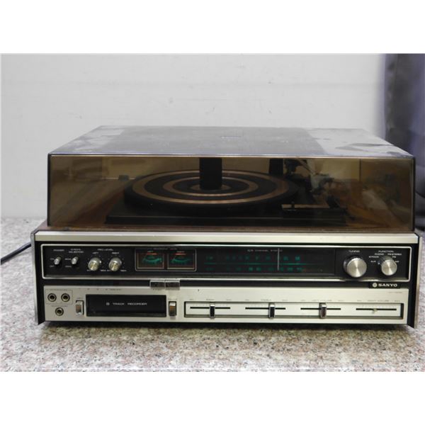 SANYO GXT4848K Receiver, Turntable Record Player and 8-Track Player