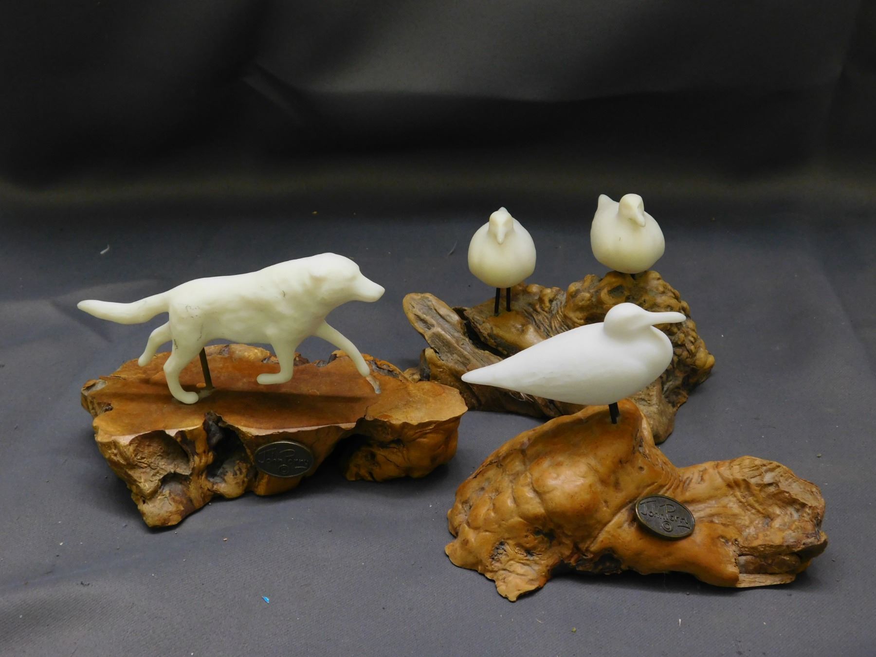 Lot of 3 John Perry Studios INC Seagulls and Wolf Resin Sculptures on ...