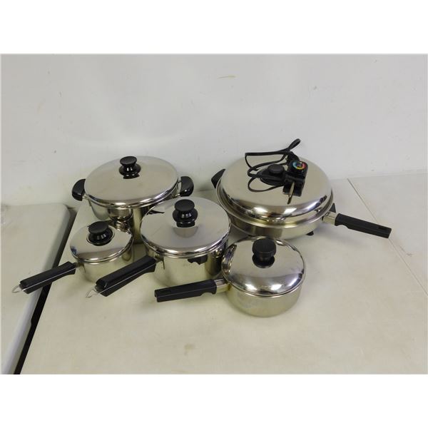 Lot of 5 Meyer Pots Pans Skillet with Lids Stainless Steel