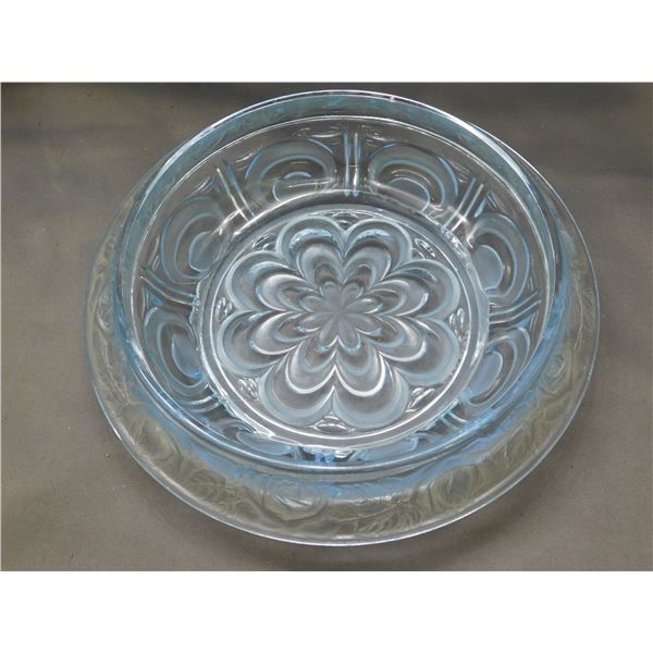 Vintage Antique Pressed Glass 808160 Shallow Vase / Dish Blue Tint