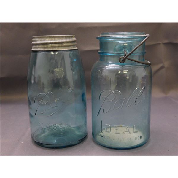 2 Antique Ball Mason Sealer Jars Ideal 1908