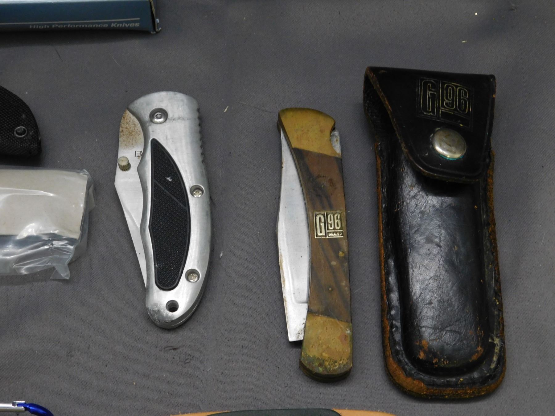 Lot of 7 Leather Hammer Belt Holder, Handgun Holster, Cabelas Knife