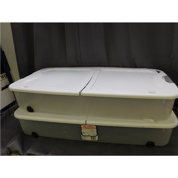 Lot of 2 Under The Bed Rolling Storage Tubs