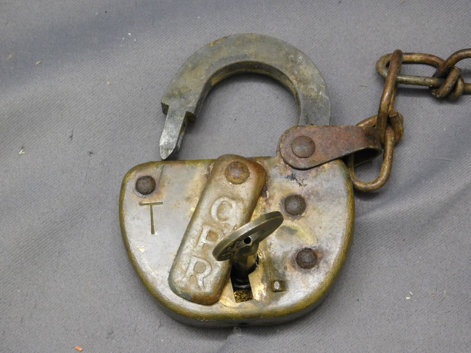 Lot of 2 Vintage Antique CPR Railway Brass Locks 1 with Key